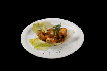 food on black background