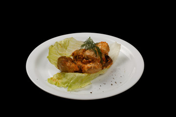 food on black background