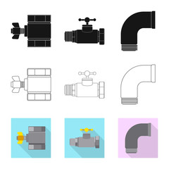 Vector illustration of pipe and tube icon. Set of pipe and pipeline stock symbol for web.