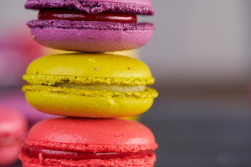 macaroons on a dark table