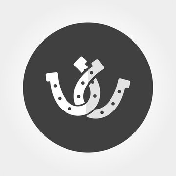Horseshoe vector icon on gray background with long shadow