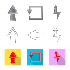 Vector illustration of element and arrow icon. Collection of element and direction vector icon for stock.