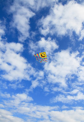 Smile kite in the cloudy sky.