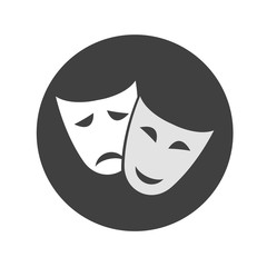 Theater masks. Vector art. isolated on gray background with long shadow. flat icon