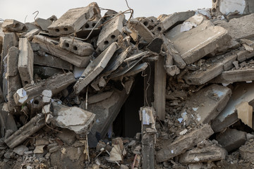 destroyed building - Concrete debris from destroyed building 