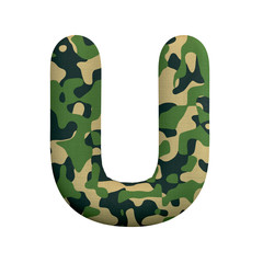 Army letter U - Capital 3d Camo font - Army, war or survivalism concept