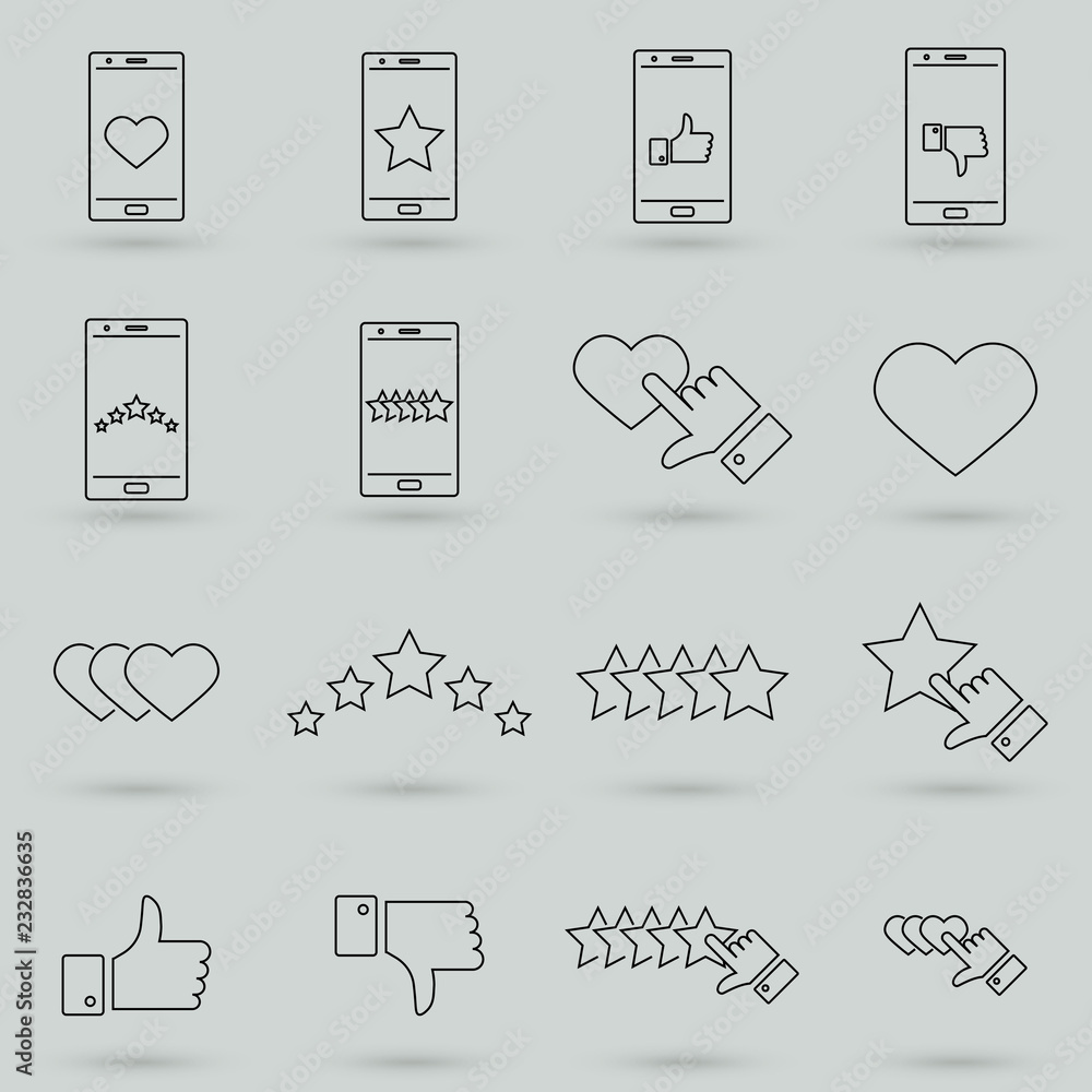 Poster simple set of feedback related vector line icons. linear pictogram