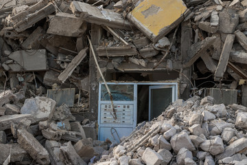 destroyed building - Concrete debris from destroyed building 