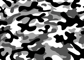 Fototapete Tarnmuster Textur Militär Tarnung wiederholt nahtlose Armee schwarz weiß Jagddruck