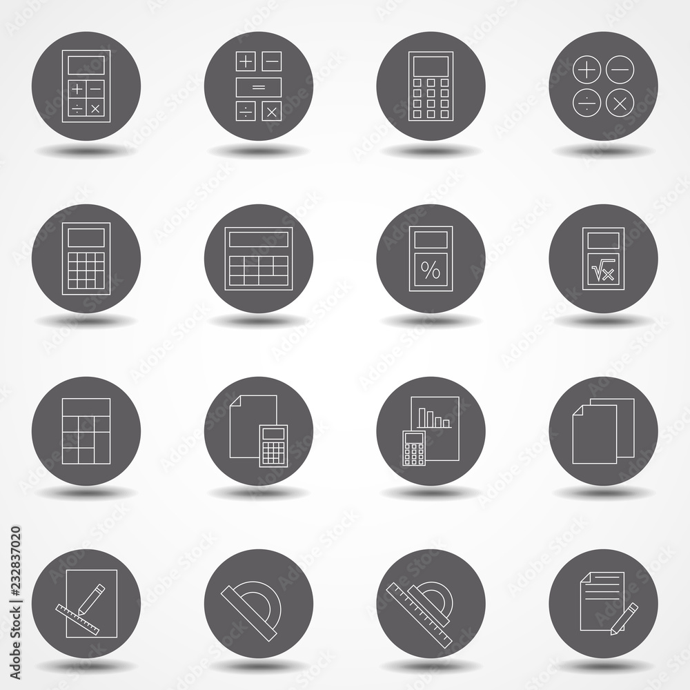Poster Simple Set of Calculation Related Vector Line Icons. Stock vector