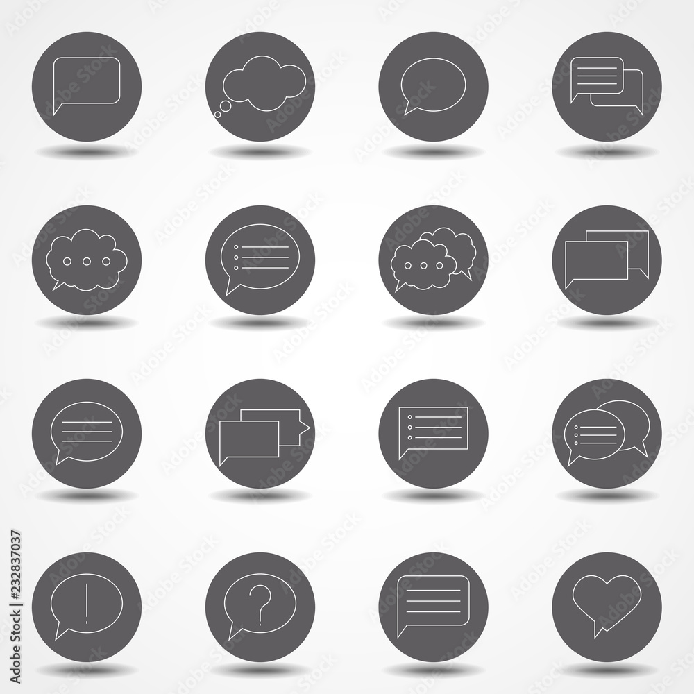 Poster minimal set of chat bubble line icons. thin line vector icons for website design and development, ap