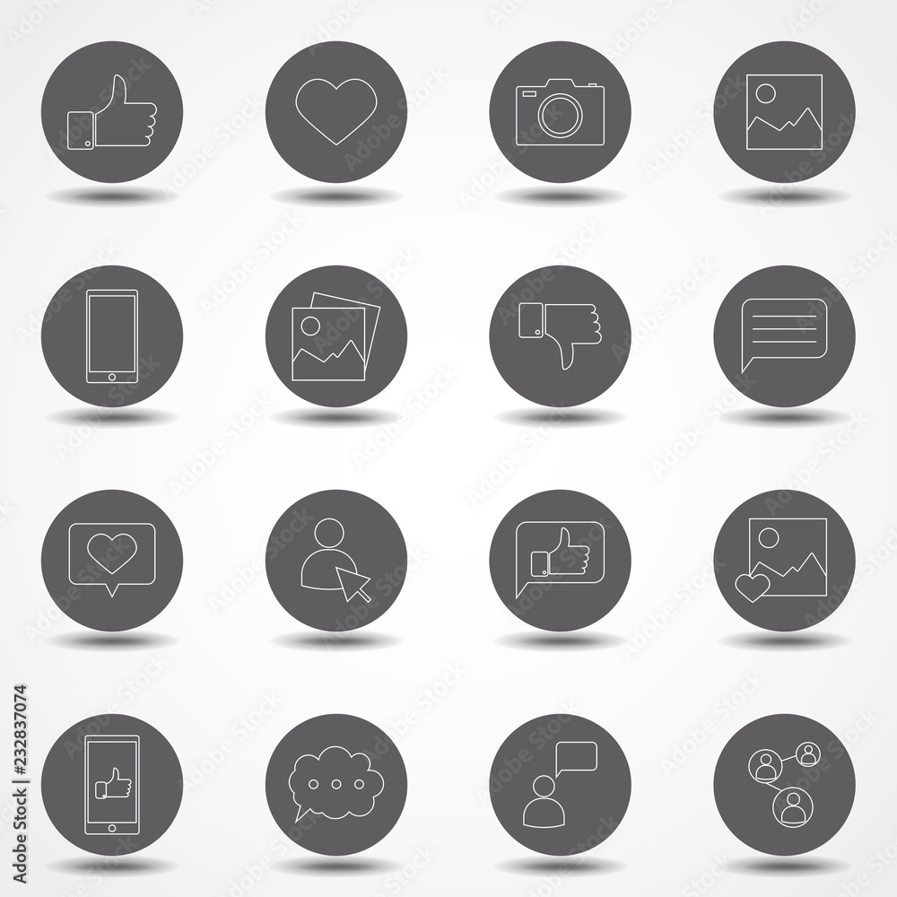 Poster Simple Set of Social Networks Related Vector Line Icons. Thin line vector icons for website design and development, app development.