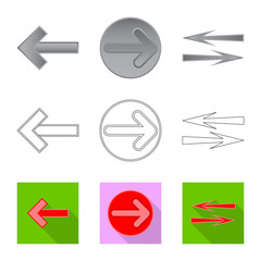 Isolated object of element and arrow icon. Collection of element and direction stock symbol for web.