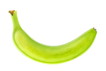 Green banana isolated on white background