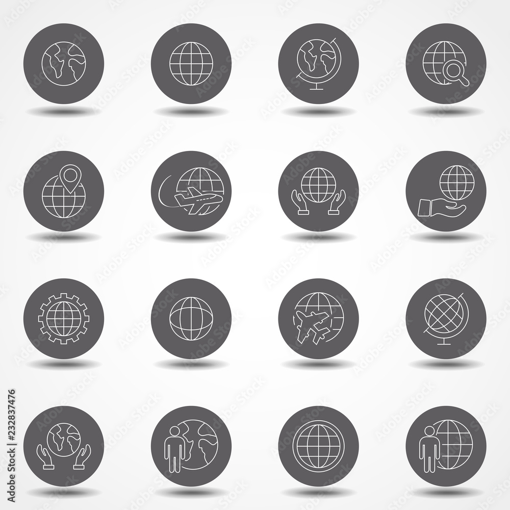Poster simple set of globe related outline icons. elements for mobile concept and web apps. thin line vecto