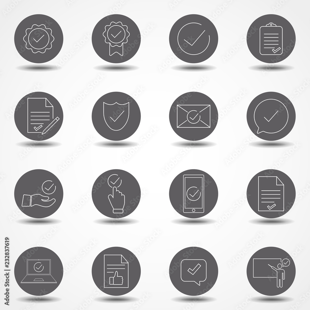 Poster simple set of approve related vector line icons. elements for mobile concept and web apps.