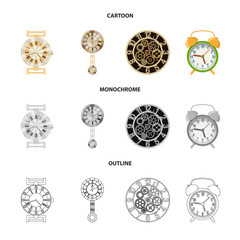 Vector design of clock and time symbol. Collection of clock and circle stock symbol for web.