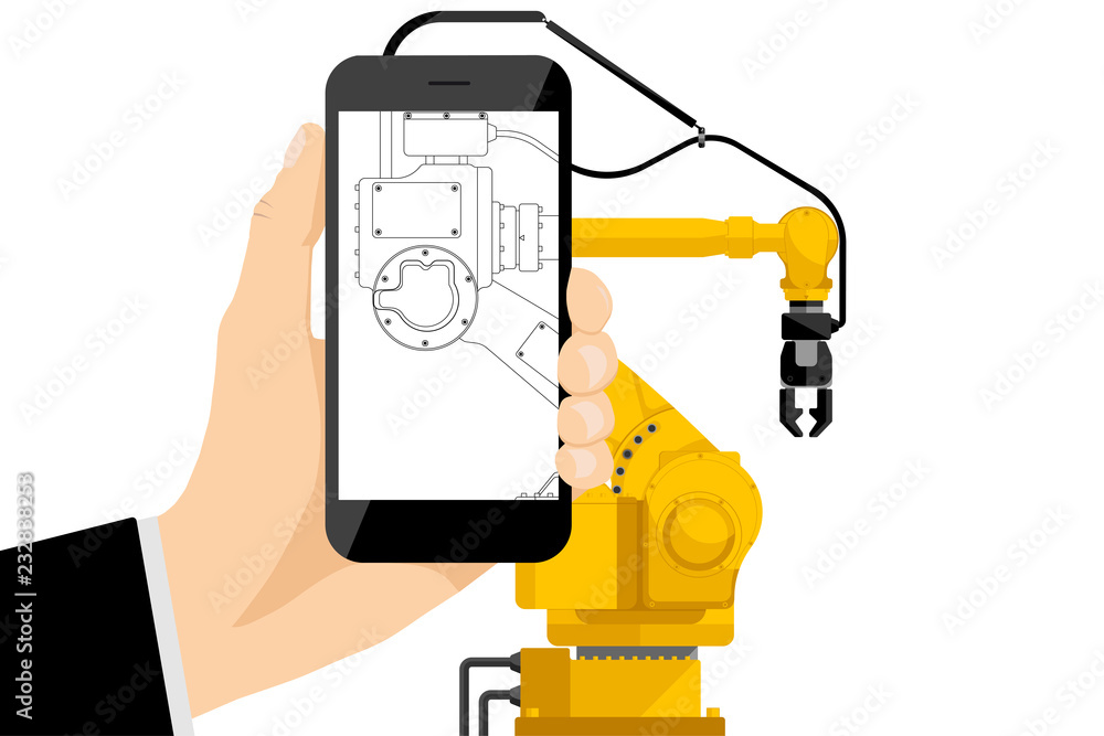Poster application for the development of robots. vector illustration