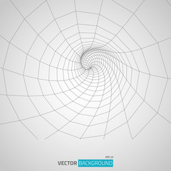 Digital 3d wireframe tunnel. Vector abstract background.