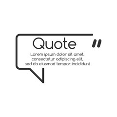 Innovative vector quotation template in quotes. Creative vector banner illustration with a quote in a frame with quotes. Vector illustration isolated on white background.