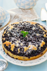 Sweet blueberry butter cake for tea