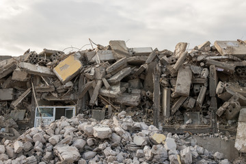 destroyed building - Concrete debris from destroyed building 