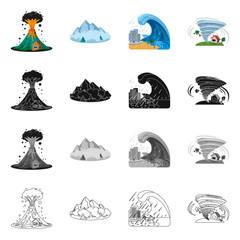 Vector illustration of natural and disaster symbol. Collection of natural and risk stock symbol for web.