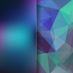 Background made of green, blue triangles. Square composition with geometric shapes and blur element. Eps 10