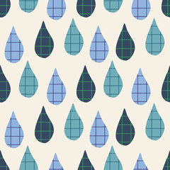 wektor krople deszczu teksturowanej tło wzór powtarzać w niebieskich zieleni i kremu - 232840299