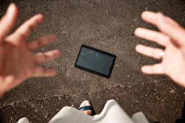 Disaster - broken tablet device, point of view