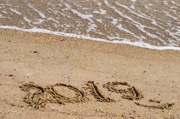  2019 on the seashore. With the words 