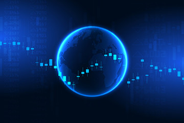 Stock market graph or forex trading chart for business and financial concepts, reports and investment on blue background . Vector illustration