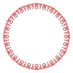 Vector round frame with hearts