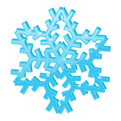 Blue snowflake. 3d symbol