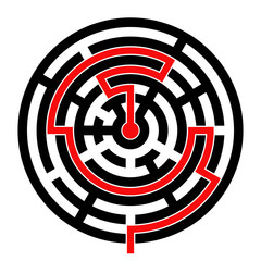 Round maze with red path to center