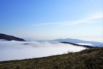 landscape with mountains and clouds