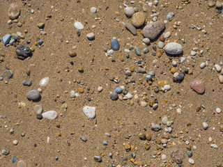 Sand and pebbles stone, summer natural background