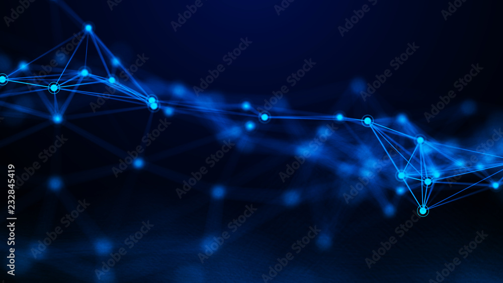 Aufkleber Network connection dots and lines. Technology background. Plexus. Big data background. 3d rendering.