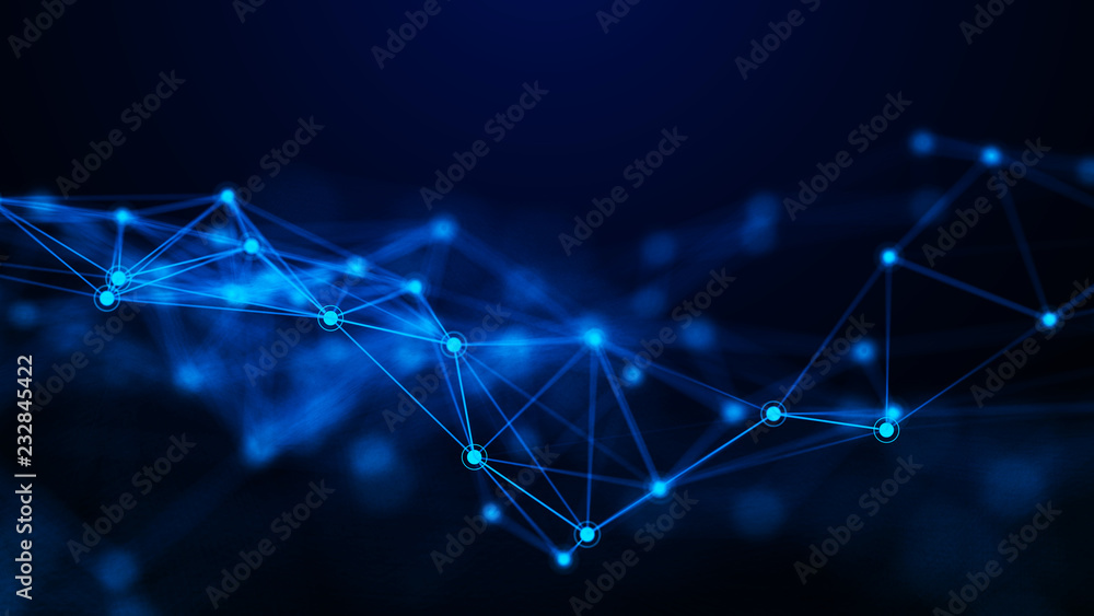 Poster Network connection dots and lines. Technology background. Plexus. Big data background. 3d rendering.