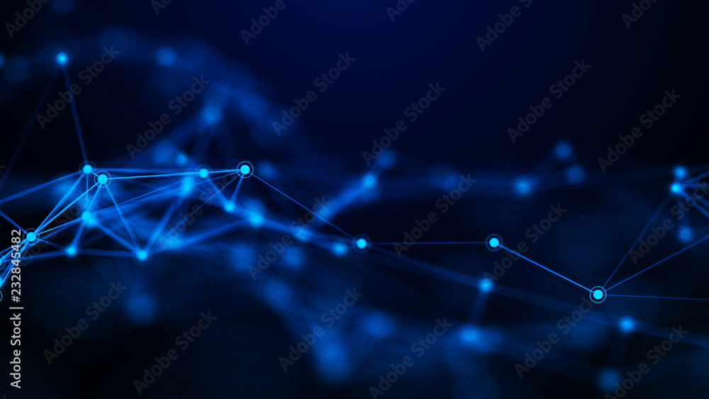 Poster Network connection dots and lines. Technology background. Plexus. Big data background. 3d rendering.