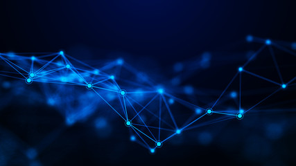 Network connection dots and lines. Technology background. Plexus. Big data background. 3d rendering.