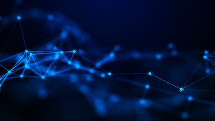 Network connection dots and lines. Technology background. Plexus. Big data background. 3d rendering.