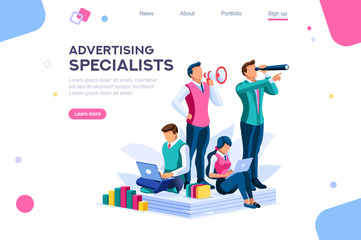 Strategy and analysis on a conceptual application for promotion contacts. Infographic of integrate industry. Designer company mechanisms, fun data inspiration for supply. Concept with character vector