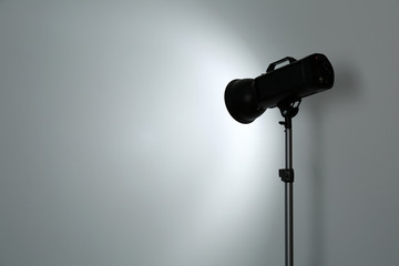 Studio lighting against white background. Professional photo equipment