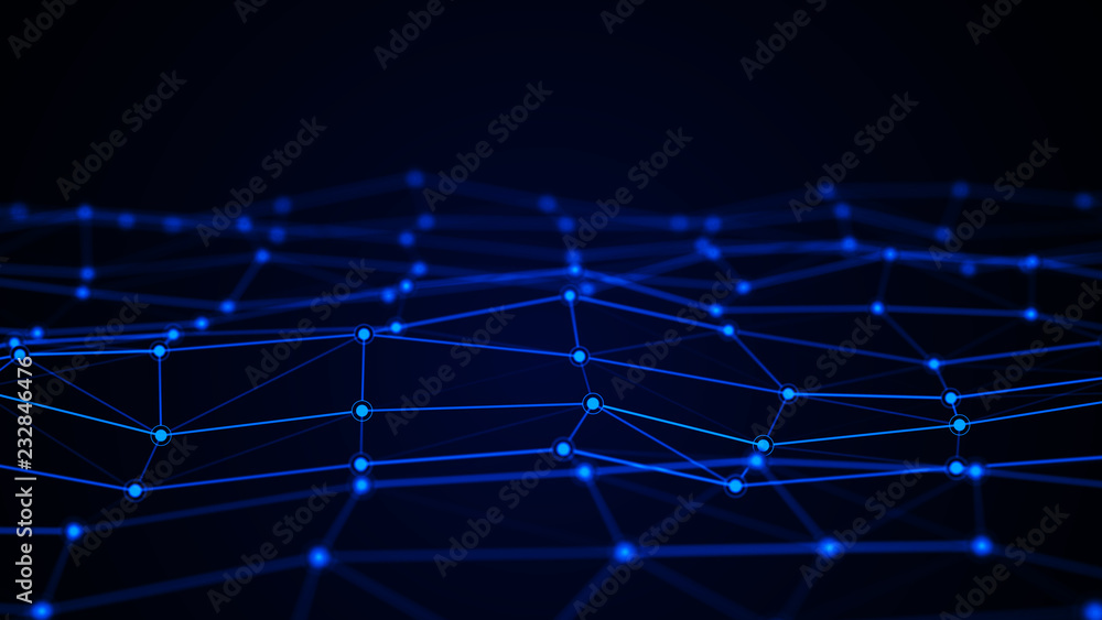 Poster Network connection dots and lines. Technology background. Plexus. Big data background. 3d rendering.