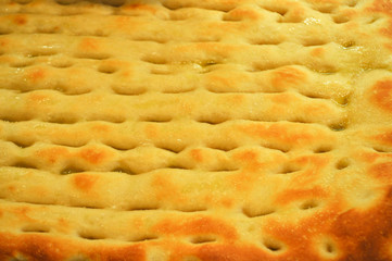 focaccia flat bread baked food