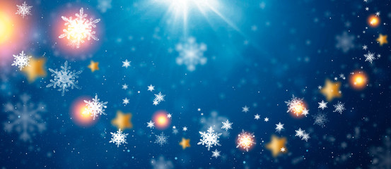 Blue sparkling background with stars.