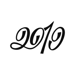 2019 Chinese New Year of the Pig. Hand drawn typography design. Calligraphy holiday inscription.