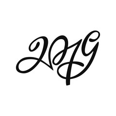 2019 Chinese New Year of the Pig. Hand drawn typography design. Calligraphy holiday inscription.