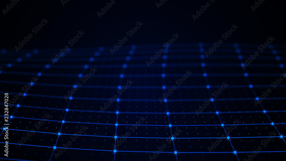 Fototapete Abstract technology background. Network connection structure. Artificial intelligence. Science background. Big data digital background. 3d rendering.